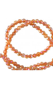 Faceted glass beads 2mm round Amberglow orange ab coating